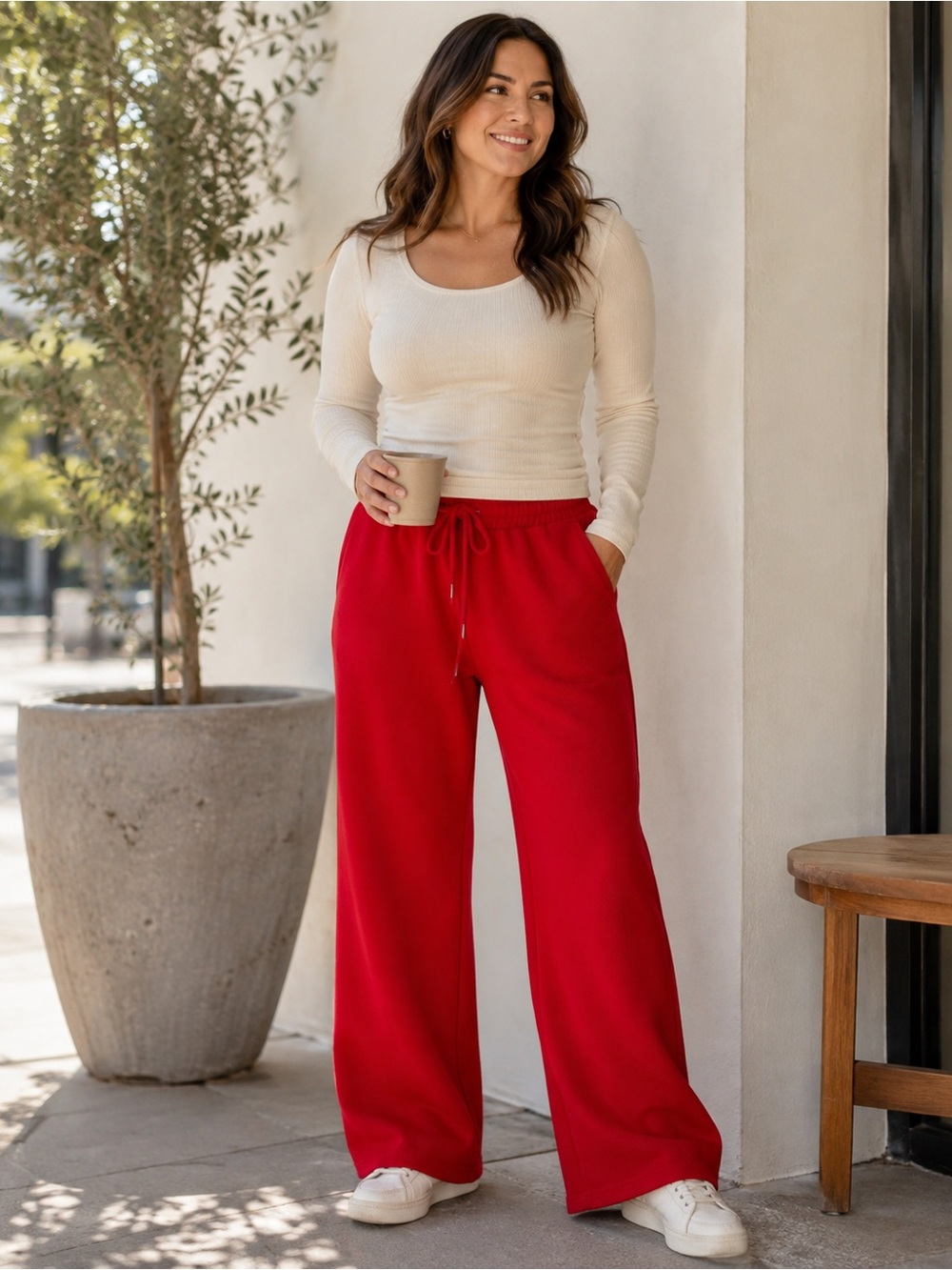Universal Thread Red Mid Rise Wide Leg Pull On Pants XL NWT